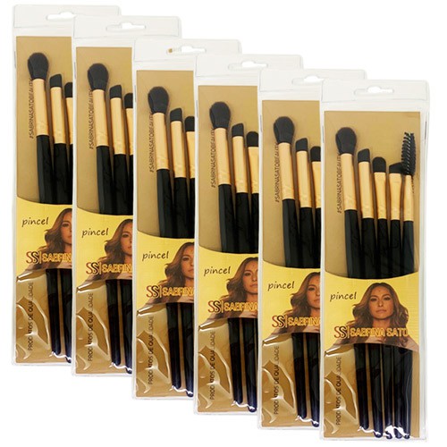 Kit com 05 Pincéis para Maquiagem Sabrina Sato SS-1913 - Pcte c/ 06 unid