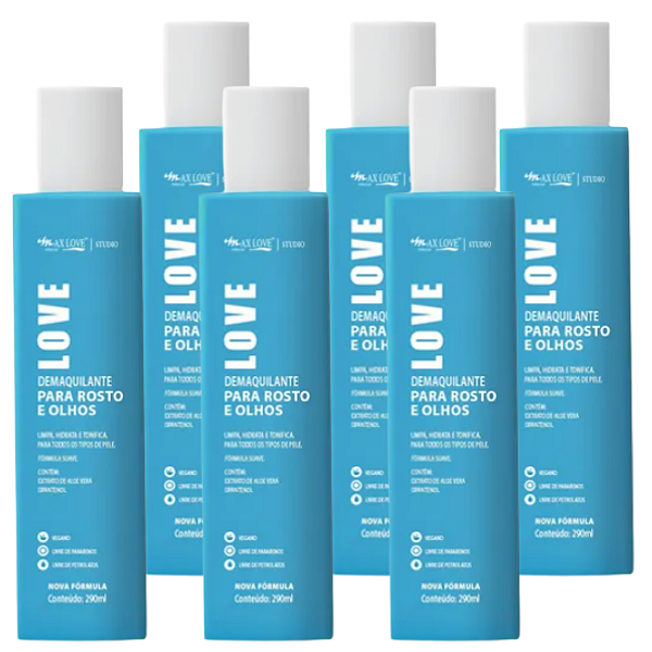Demaquilante Para Rosto e Olhos Max Love - Kit c/ 06 unid