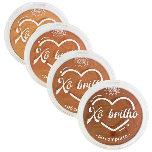 Pó Compacto Xô Brilho Tons Escuros Cor 05 ao 08 Super Poderes - Kit c/ 04 unid