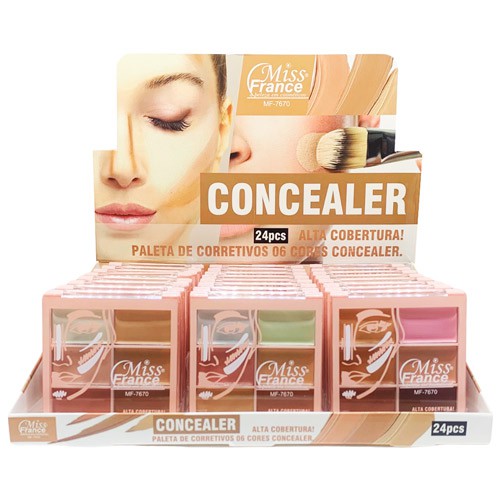 Paleta de Corretivo 06 Cores Concelear Miss France MF-7670 - Box c/ 24 unid