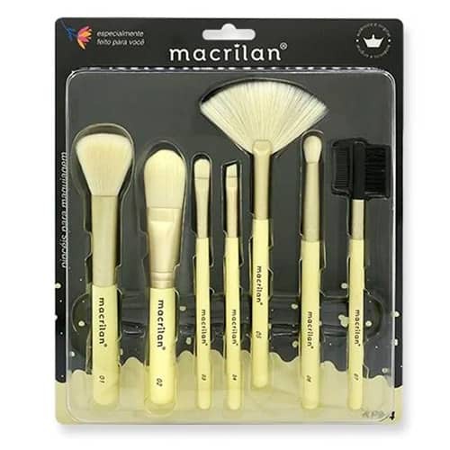 Kit com 07 Pincéis para Maquiagem Macrilan KP9-4