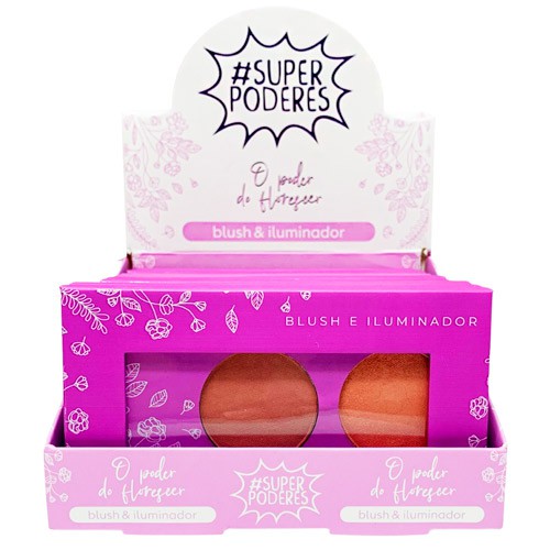Paleta de Blush e Iluminador O Poder do Florescer Cor 01 Super Poderes - Box c/ 12 unid