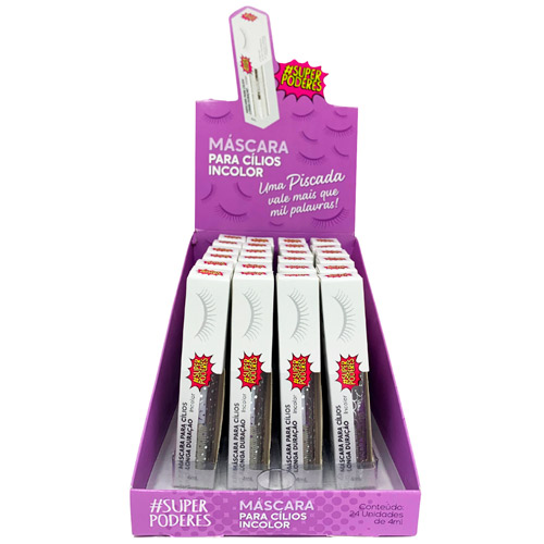 Máscara para Cílios Incolor Super Poderes MCLDSP03 - Box c/ 24 unid