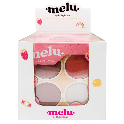 Paleta de Blush e Iluminador Melu Ruby Rose HB-7532 - Box c/ 12 unid