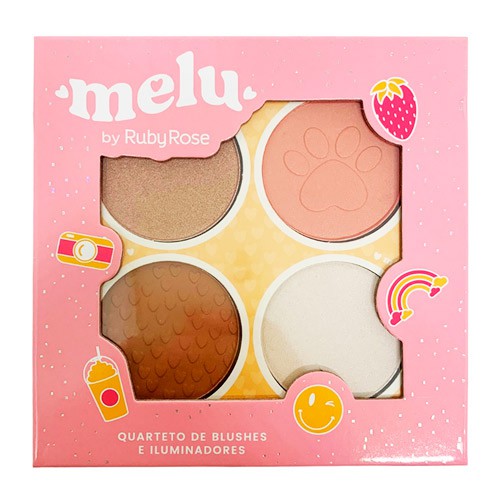 Paleta de Blush e Iluminador Melu Ruby Rose HB-7532