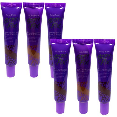 Base Líquida de Longa Duração Stay Fix Grupo 4 Cores Escuras Ruby Rose HB-873/G4 - Kit c/ 06 unid
