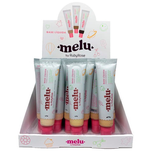 Base Líquida Média Cobertura Grupo 1 Cores Claras Melu Ruby Rose RR-872/1 - Box c/ 36 unid