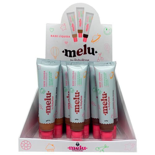 Base Líquida Média Cobertura Grupo 4 Cores Escuras Melu Ruby Rose RR-872/4 - Box c/ 36 unid
