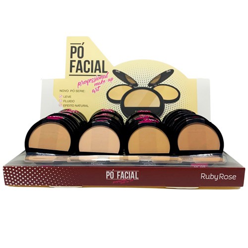 Pó Facial Compacto Grupo 14 Ruby Rose HB-7206-14 - Box c/ 36 unid