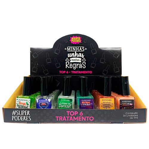 Esmalte para Tratamento Minhas Unhas Minhas Regras Super Poderes T6TSP01 - Box c/ 36 unid