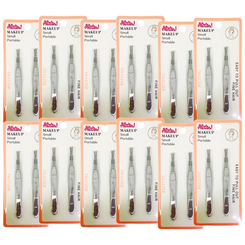 Kit com 02 Pinças Para Sobrancelhas Chanfrada Qbela Manuela! QBM00928 - Pcte c/ 12 unid