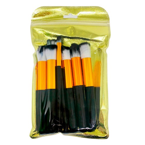 Kit com 10 Pincéis Para Maquiagem