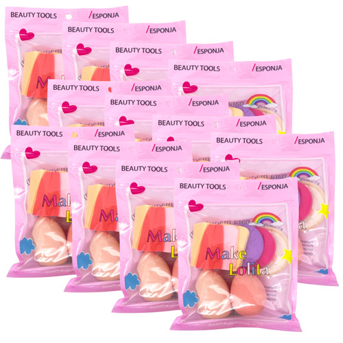 Kit com 09 Esponjas Para Maquiagem DF-EP100011-02-02/ML025 - Pcte c/ 12 unid