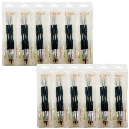 Kit com 03 Pincéis Para Decoração de Unhas Dafu DF-UP094011 - Pcte c/ 12 unid