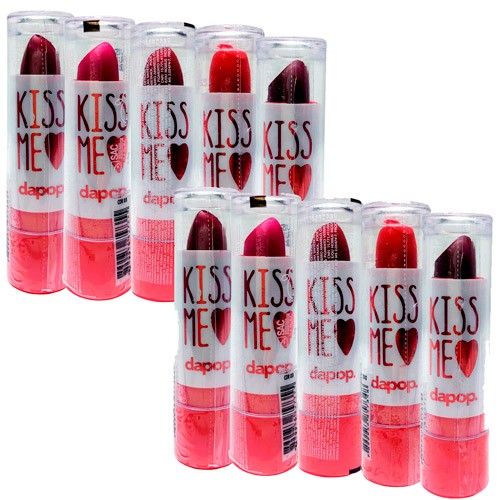 Batom Bastão Kiss Me Dapop DP2208 - Kit c/ 10 unid