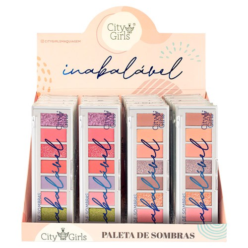 Paleta de Sombras inabalável City Girls CG262 - Box c/ 24 unid