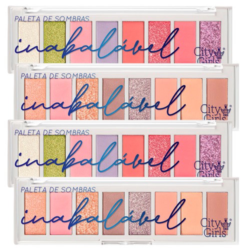 Paleta de Sombras inabalável City Girls CG262 - Kit c/ 04 unid