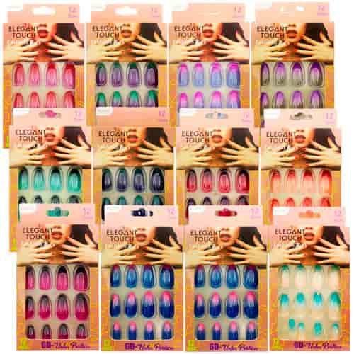 Unhas Postiças Decoradas Autocolantes Elegant Touch LUA222-324-2-2 - Pcte c/ 12 unid
