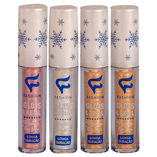 Gloss Labial Pontos de Luz Fashion Makeup - Kit c/ 04 unid