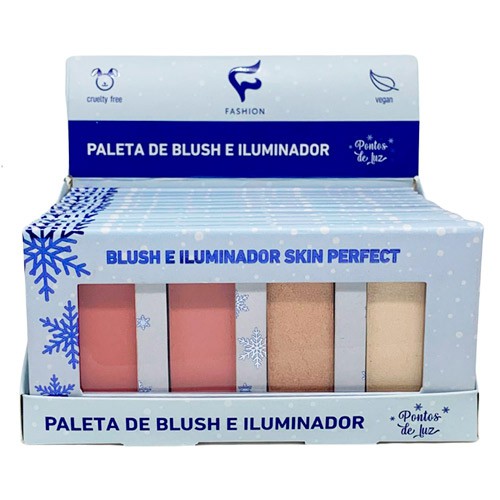 Paleta de Blush e Iluminador Cor 02 Pontos de Luz Fashion Makeup - Box c/ 12 unid
