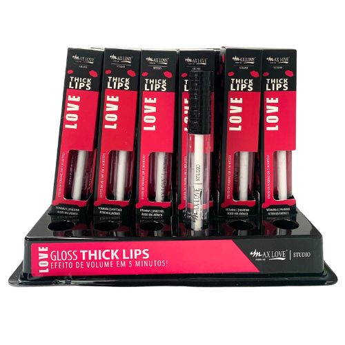 Gloss Thick Lips Efeito Volume Cor 200 Incolor Max Love - Box c/ 36 unid