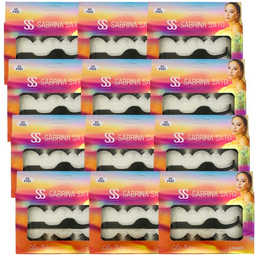Cílios Postiços com 03 Pares + Pinça para Aplicação 5D F022 Sabrina Sato SS-1557 - Pcte c/ 12 unid