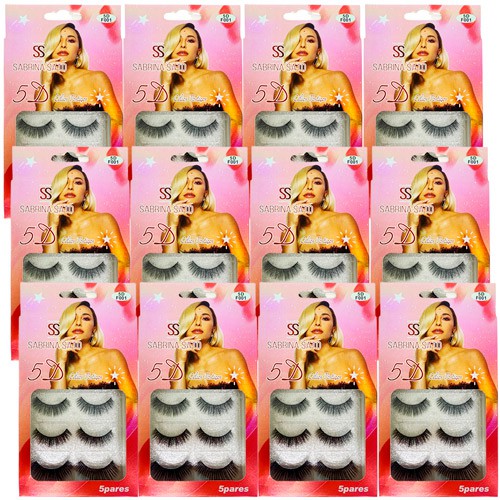 Cílios Postiços com 05 Pares 5D F001 Sabrina Sato SS-1623 - Box c/ 12 unid