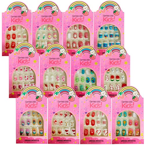 Unhas Postiças Infantil Carmen Vitti Kids UN-330 - Pcte c/ 12 unid