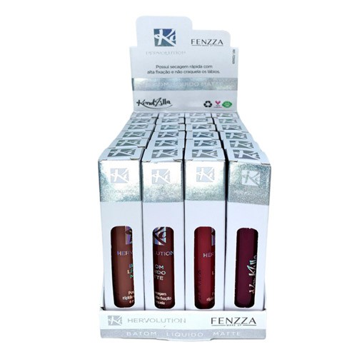 Batom Líquido Matte Hervolution Kondzilla Fenzza FZ20029 - Box c/ 24 unid