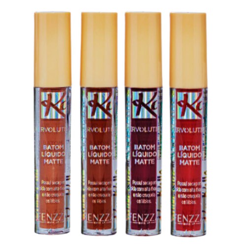 Batom Líquido Matte Hervolution Kondzilla Fenzza FZ20029 - Kit c/ 04 unid