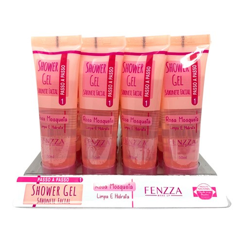 Sabonete Facial Shower Gel Rosa Mosqueta Fenzza FZ26015 - Box c/ 16 unid