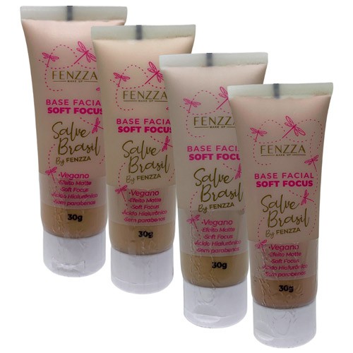 Base Líquida Facial Soft Focus Salve Brasil Fenzza FZ35020 - Kit c/ 04 unid