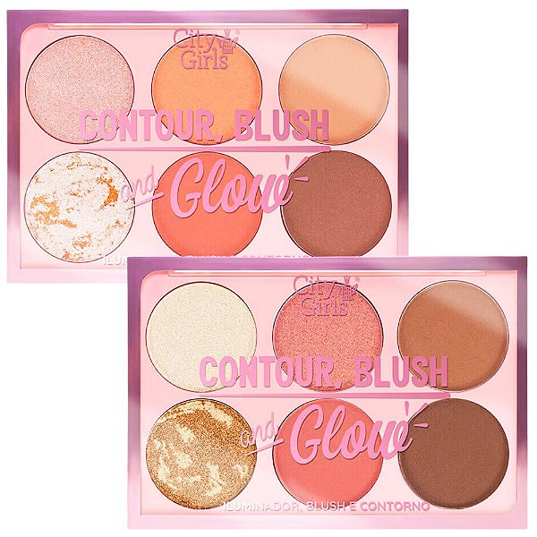 Paleta de Blush, Iluminador e Contorno City Girls CG258 - Kit c/ 02 unid