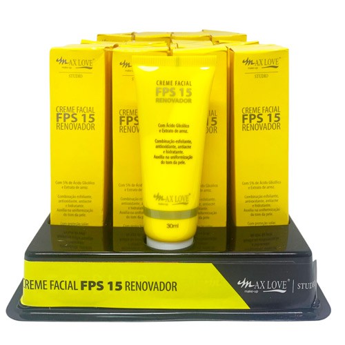 Creme Facial FPS 15 Renovador Max Love - Box c/  32 unid