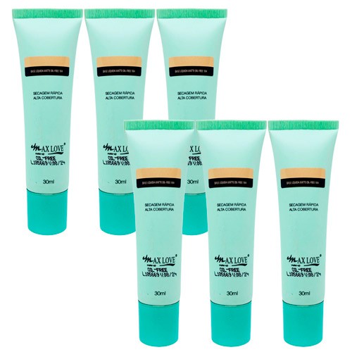 Base Líquida Matte Oil-Free Cor 104 Max Love - Kit c/ 06 unid