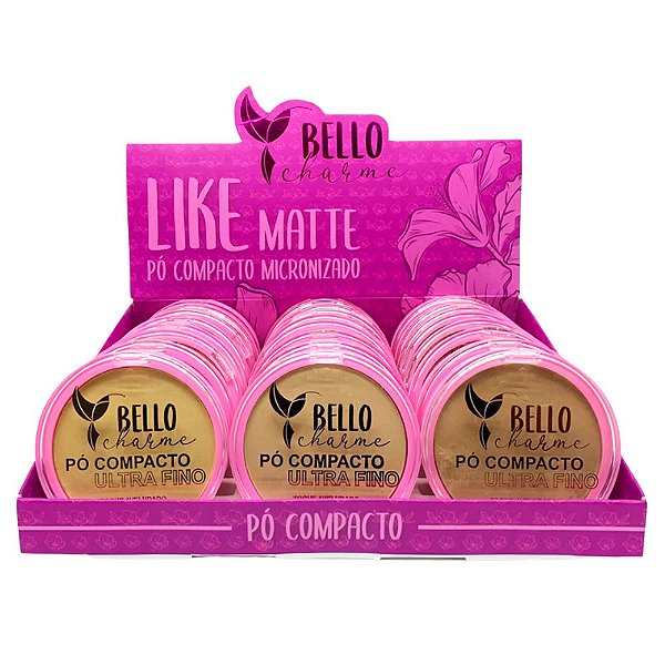 Pó Compacto Micronizado Like Matte Tons Claros Bello Charme BC38A - Box c/ 24 unid