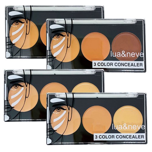 Paleta de Corretivo 3 Color Concealer Lua & Neve LN02017 - Kit c/ 04 unid