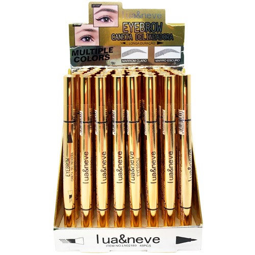 Caneta Delineadora para Sobrancelhas Eyebrow 2 em 1 Lua & Neve LN02189 - Box c/ 48 unid