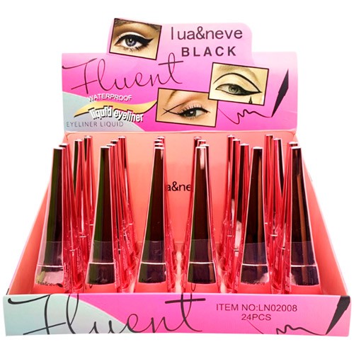 Delineador Líquido Preto Fluent Lua & Neve LN02008 - Box c/ 24 unid