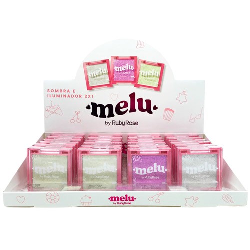 Sombra e Iluminador 2x1 Melu Ruby Rose RR-1086 - Box c/ 24 unid