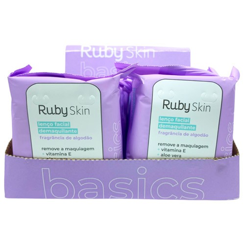 Lenço Facial Demaquilante Basics Ruby Skin Ruby Rose HB-203 - Box c/ 12 unid