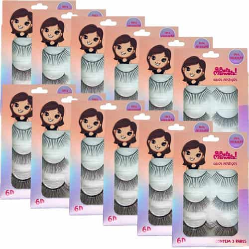 Cílios Postiços com 03 Pares 6D Qbela Manuela! QBM-616 - Box c/ 12 unid