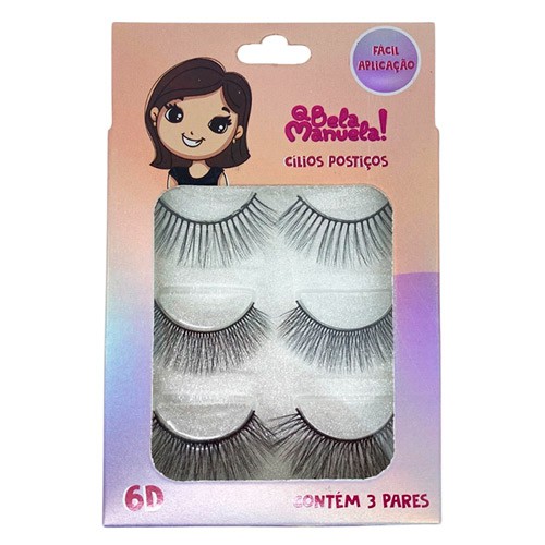 Cílios Postiços com 03 Pares 6D Qbela Manuela! QBM-616