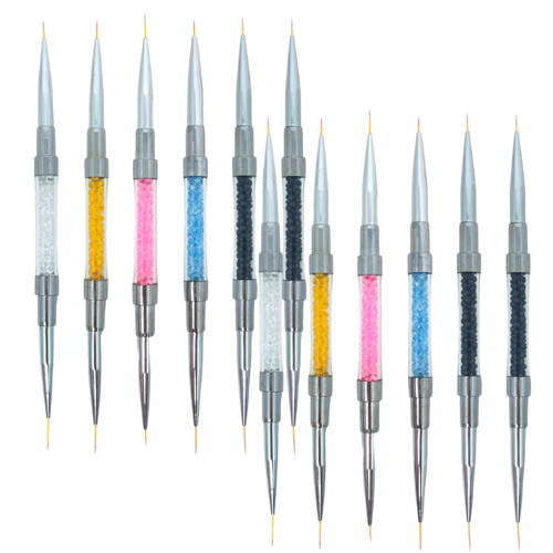 Pincel Duplo para Decoração de Unha ML017 - Pcte c/ 12 unid