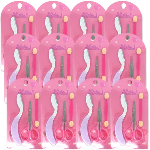 Kit com Tesoura, Navalha e Pincel Qbela Manuela! QBM00939 - Pcte c/ 12 unid