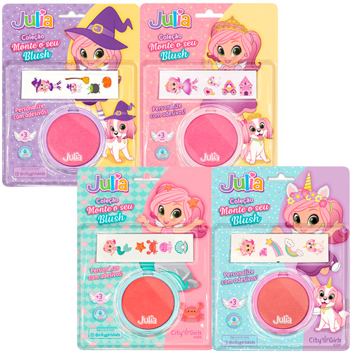 Blush Infantil Monte o seu Blush Julia City Girls CGK021 - Kit c/ 04 unid