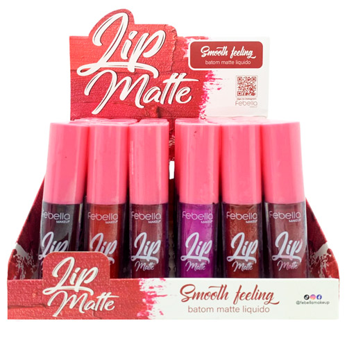Batom Líquido Matte Smooth Feeling Febella BM4017 - Box c/ 36 unid