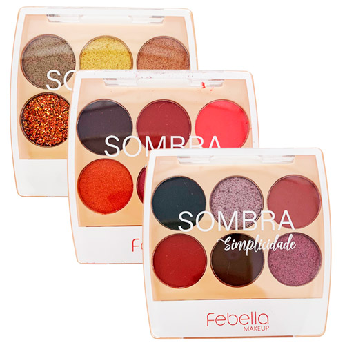Paleta de Sombras Simplicidade Febella PSO30324 - Kit c/ 03 unid