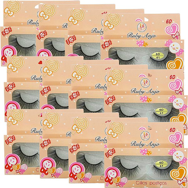 Cílios Postiços 6D 41 Ruby Anjo RA-276 - Box c/ 12 unid
