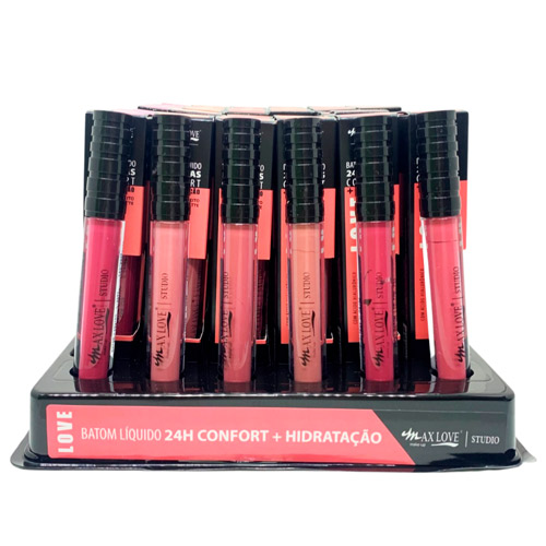 Batom Líquido 24 Horas Confort + Hidratação Max Love - Box c/ 48 unid